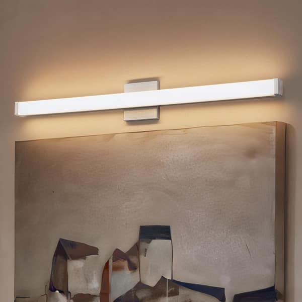 29.75 in. Satin Nickel LED Vanity Light Bar Wall Sconce with White Acrylic Shade