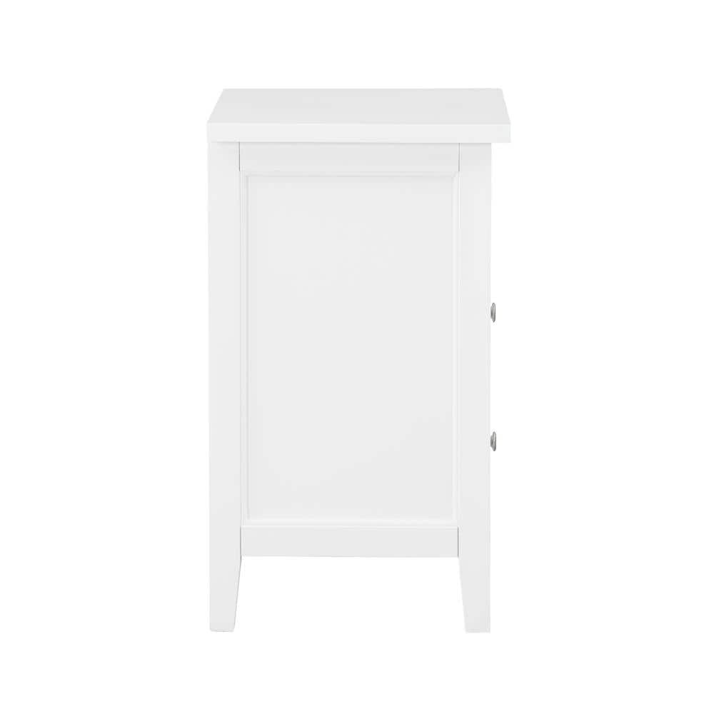 Walker White Poplar Wood 2-Drawer Nightstand with Nickel Knobs