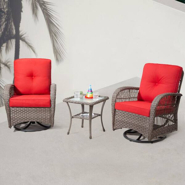 red wicker patio chairs