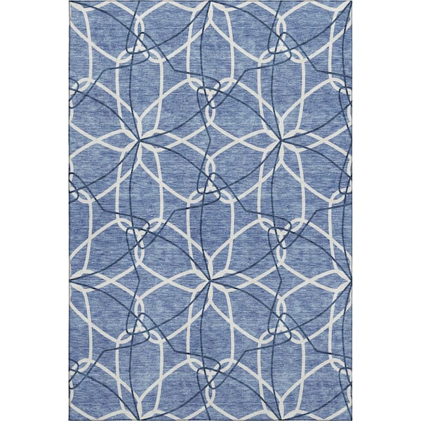 Addison Rugs Mayfield Premium Machine Washable Abstract AMF950 Denim 3 ft. x 5 ft. Area Rug