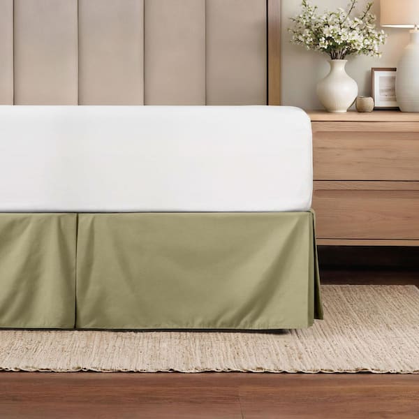 Becky Cameron 14 in. Sage Solid Queen Bed Skirt