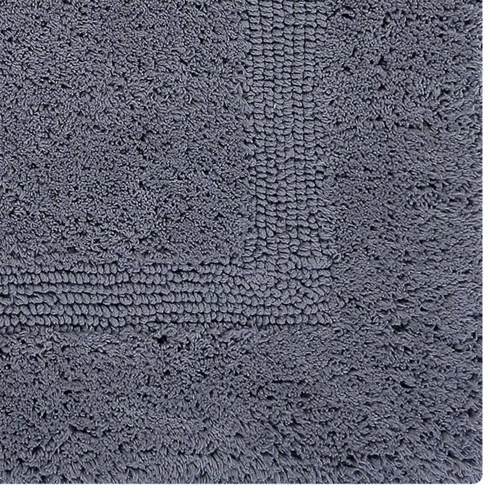Lux Gray 30" Round Cotton Bath Mat Rug