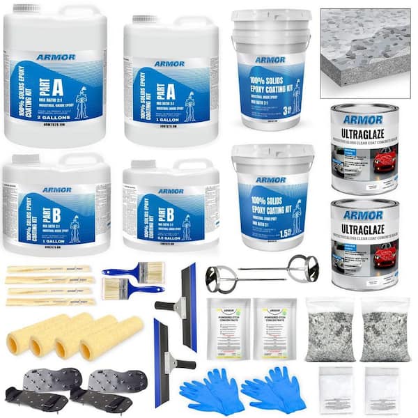 ARMORPOXY 4.5 Gal. Gray Gloss 2 Part 900 sq. ft. Epoxy Kit Interior/Exterior Concrete Basement & Garage Roller Floor Paint Coating