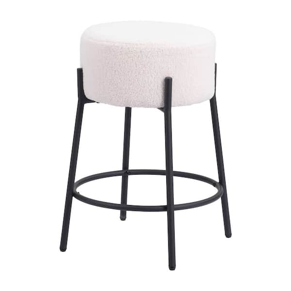 ZUO Blanche 24.2 in. Backless Plywood Frame Counter Stool with 100% Polyester Seat - (Set of 2)