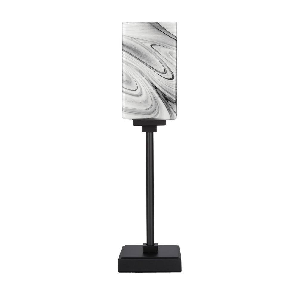 Quincy 17.5 in. Matte Black Bedside Accent Lamp with 3.5 Square Onyx Swi