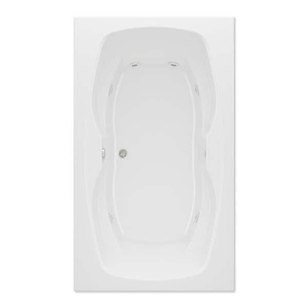 Hialeah II 72 in. Acrylic Reversible Drain Rectangular Drop-In Whirlpool Bathtub with Heater in White Pump Location 2
