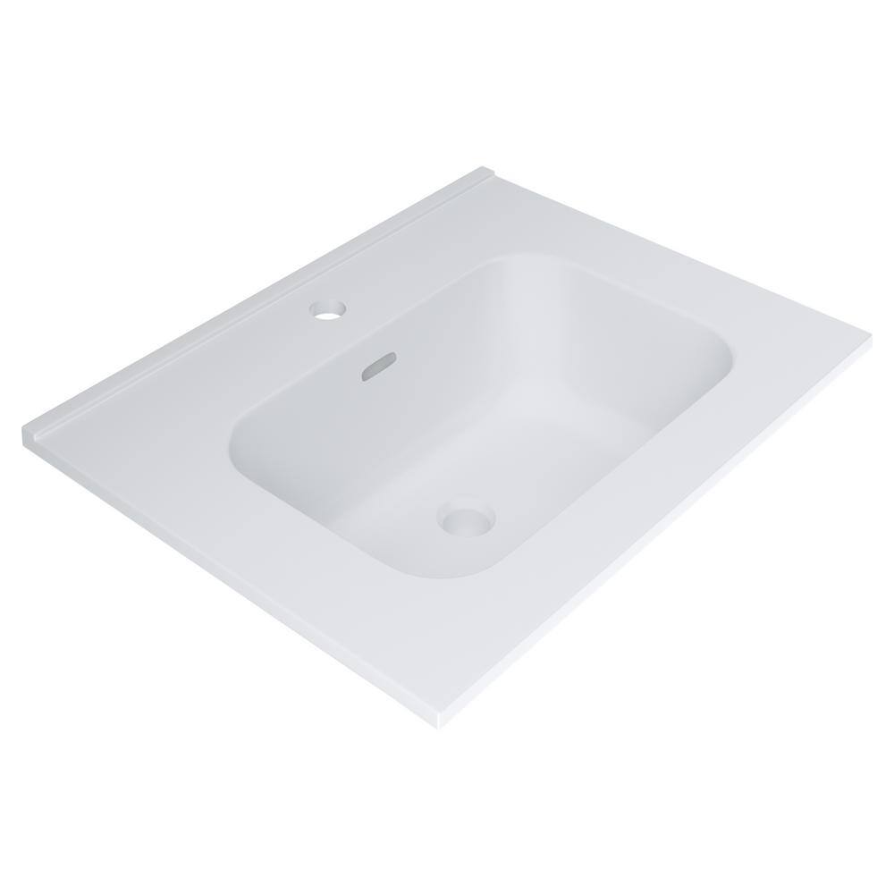 Demeter Medium Brown MDF Wall Mounted Vanity with White Ceramic Sink