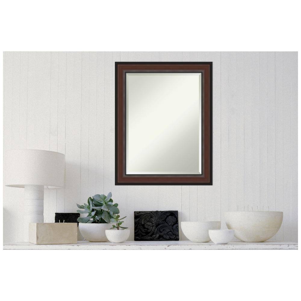 Walnut Rectangular Beveled Wall Mirror with Polystyrene Frame