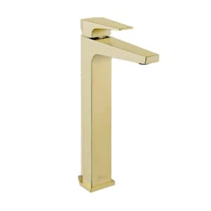 Voltaire Single-Handle High-Arc Single-Hole Bathroom Faucet in Brushed Gold