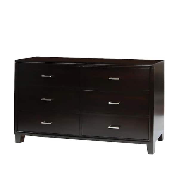 William's Home Furnishing Gerico II Espresso Dresser 35 in. H x 58 in. W x 16 in. D (6 -Drawers)