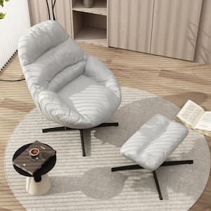 Gray Ottoman Accent Chair Recliner Chair and Tiltable High Grade Chair with Foot Stool