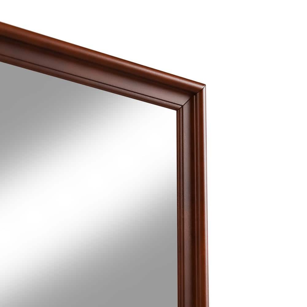 Cherry Wood 6-Drawer Dresser with Mirror and Antique Handles