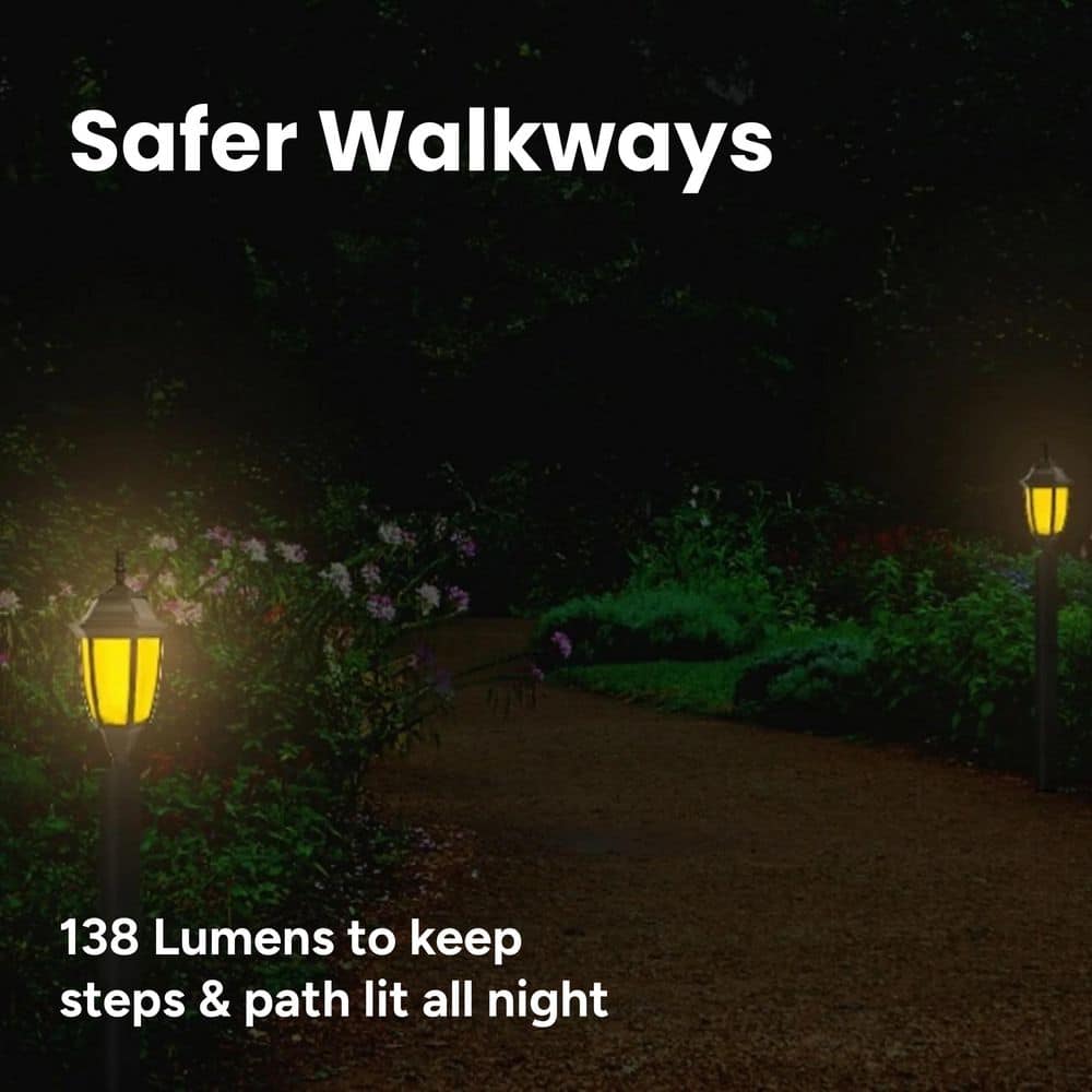 Black Solar LED Pathway Light with Amber and White Modes