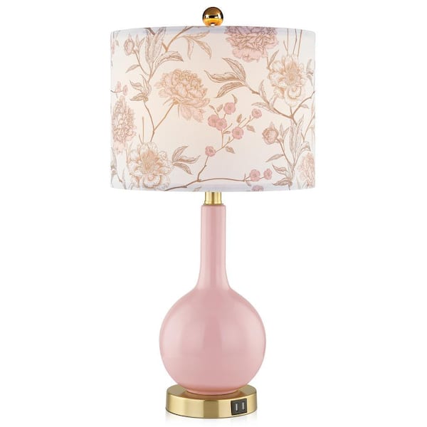 Cinkeda Gawronski 24 in. Pink Traditional Ceramic Table Lamp with