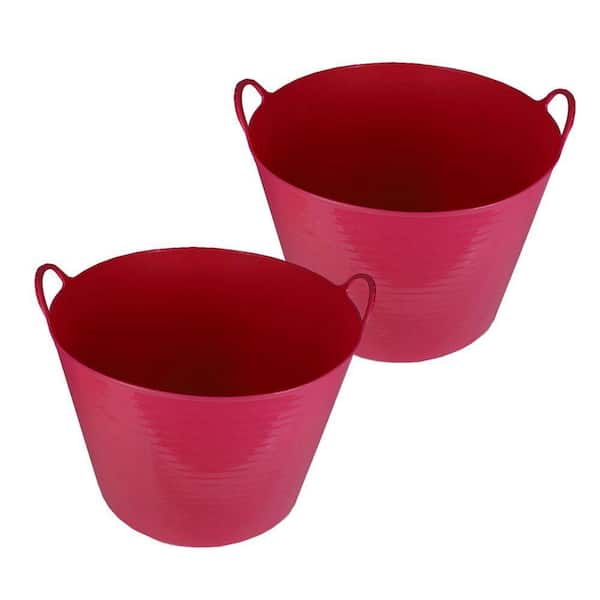 Unbranded 11 Gal. Storage Tub in Pink (2-Pack)
