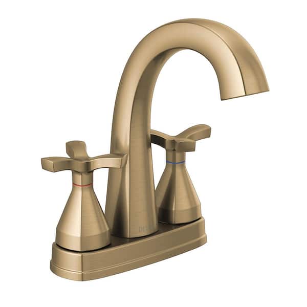 Delta Stryke 4 in. Centerset 2-Handle Bathroom Faucet with Metal Drain Assembly in Champagne Bronze