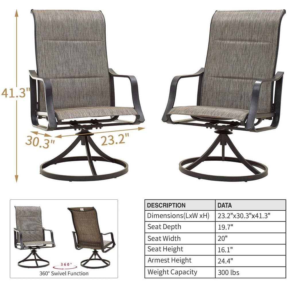 Set of 2 Dark Grey Steel Swivel Dining Armchairs