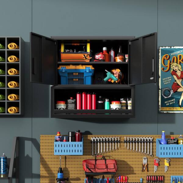 29.5 in. W x 11.8 in. D x 30.3 in. H Metal Bathroom Storage Wall