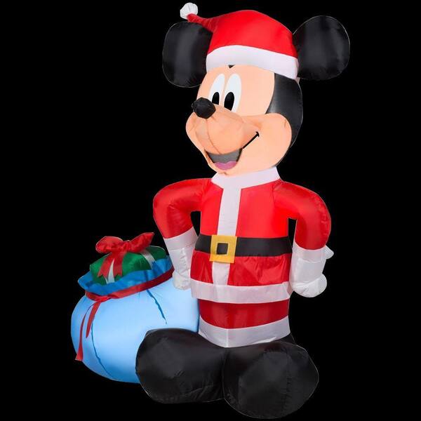 Gemmy 42 in. H Inflatable Santa Mickey with Blue Gift Sack