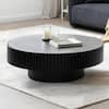 31.49 in. Black Round Wood Nesting Coffee Table for Apartment, Modern ...