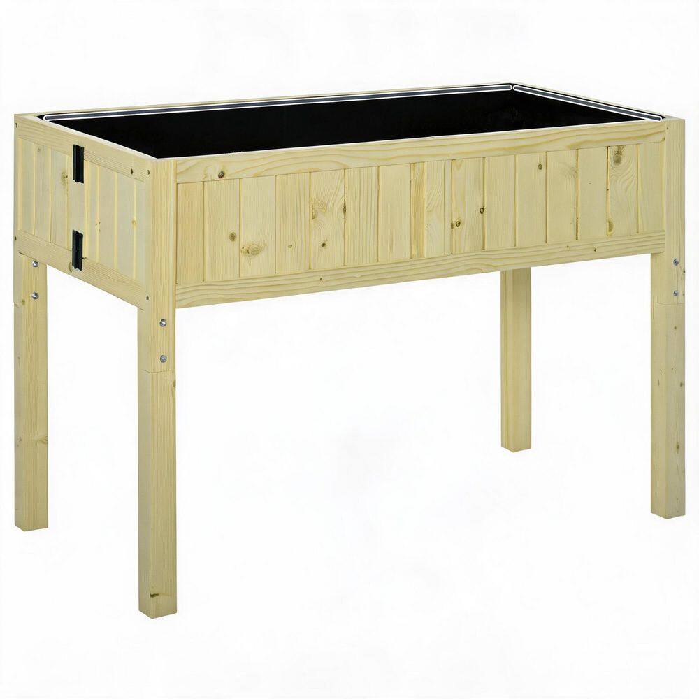 Natural Fir Wood Rectangular Raised Garden Planter Box with Folding Design (45.25 in. L x 22 in. W x 30 in. H) price history on PriceWatchPro