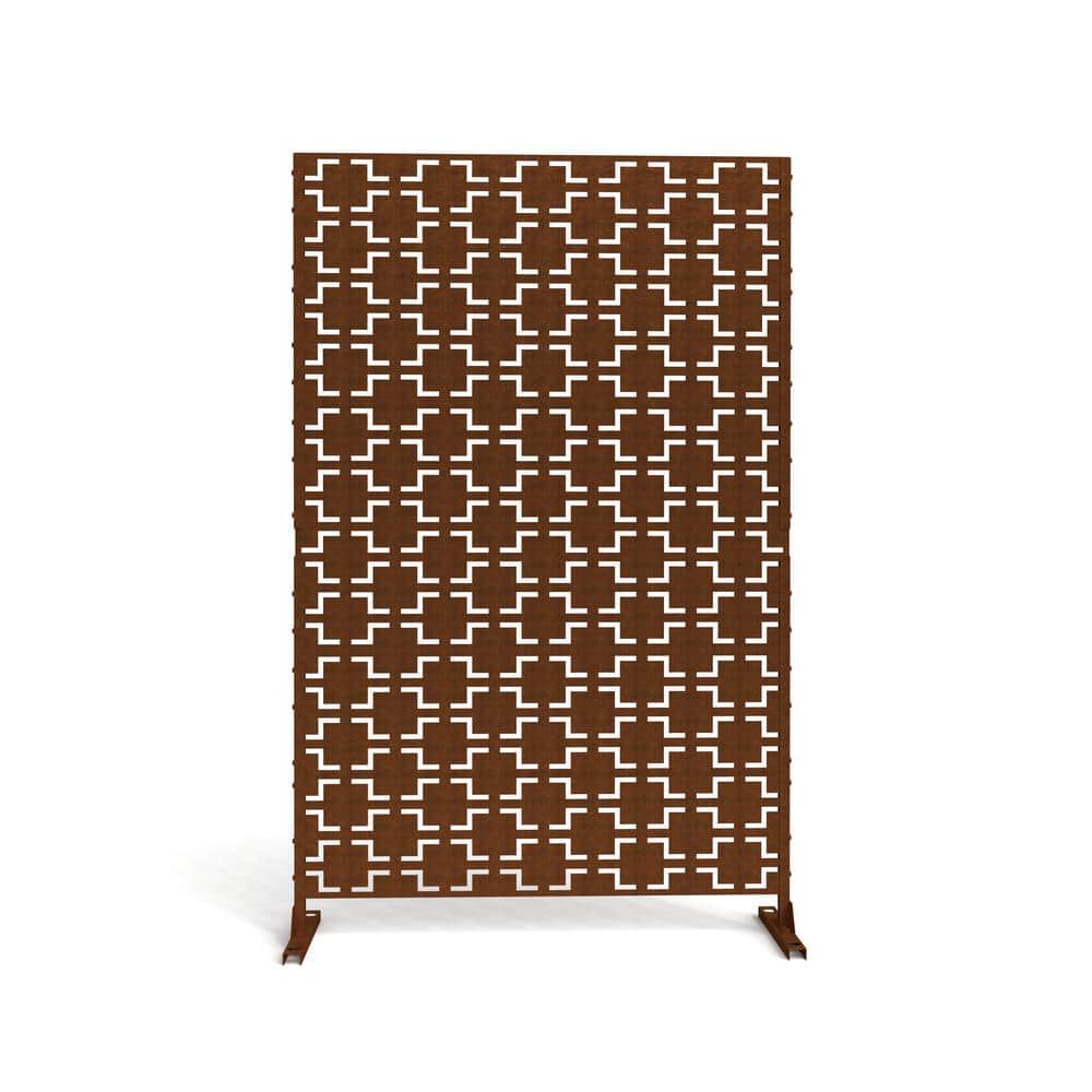 47 in. W x 75 in. H Galvanized Steel Garden Fence Outdoor Privacy Screen Garden Screen Panels in Reddish Brown (Thin) price history on PriceWatchPro