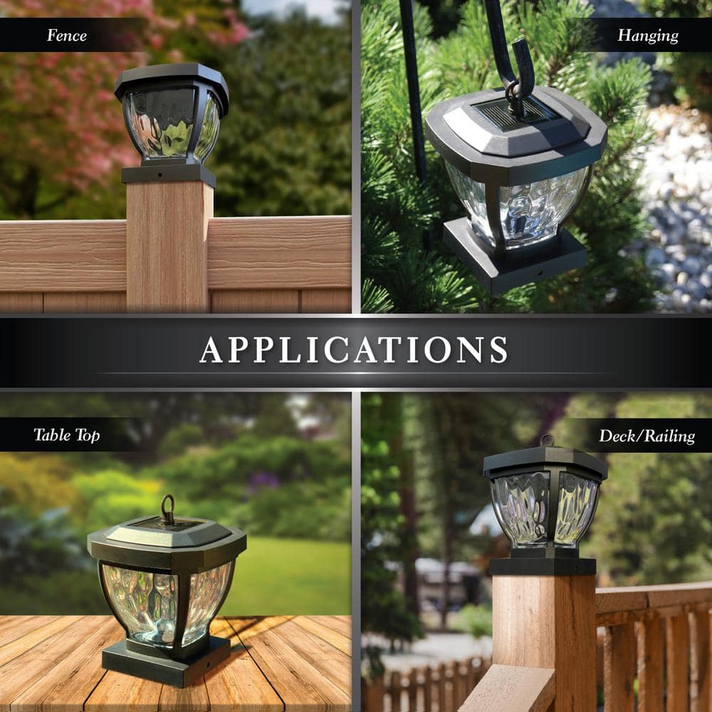 Manchester Dark Bronze Solar LED Outdoor Post Cap Light with Water Glass
