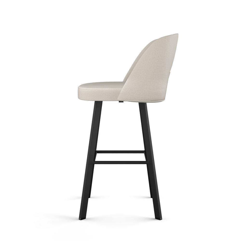 Grey-Beige Swivel Counter Stool with Black Metal Frame