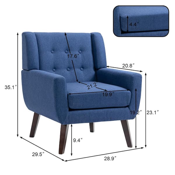 Uixe Blue Linen Arm Chair (Set of 1) IDF-SF0003-BLUE - The