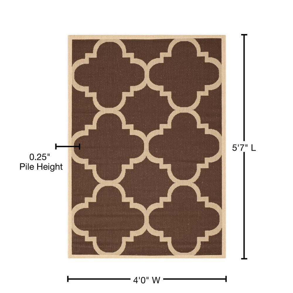 Dark Brown Synthetic Reversible Outdoor Area Rug