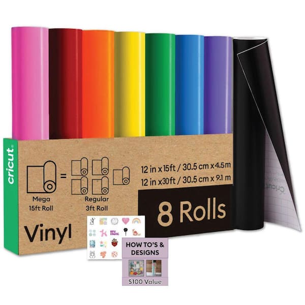 Premium Vinyl Rainbow Cutting Machine Accessories Bundle with 15' & 30' Adhesive Vinyl Rolls (9 ct)