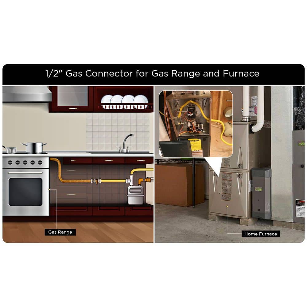 24-inch Yellow Coated Stainless Steel Flexible Gas Connector