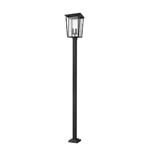 Seoul 3-Light Black 117.25 in. Aluminum Hardwired Outdoor Weather Resistant Post Light Set with No Bulb included