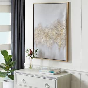 1- Panel Geode Glitter Flakes Framed Wall Art with Gold Frame 40 in. x 30 in.