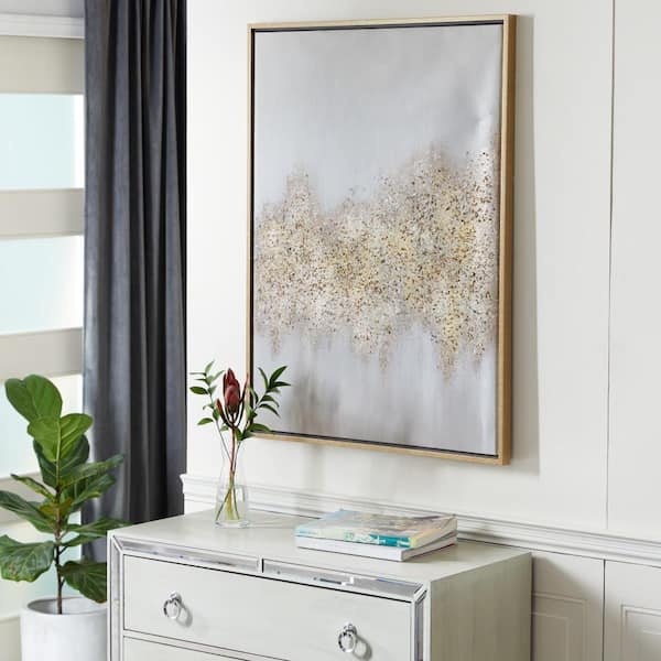 CosmoLiving by Cosmopolitan 1- Panel Geode Glitter Flakes Framed Wall Art with Gold Frame 40 in. x 30 in.