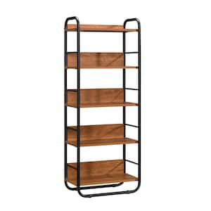 Union Plain 60 in. Prairie Cherry 5-Shelf Accent Bookcase with Metal Frame