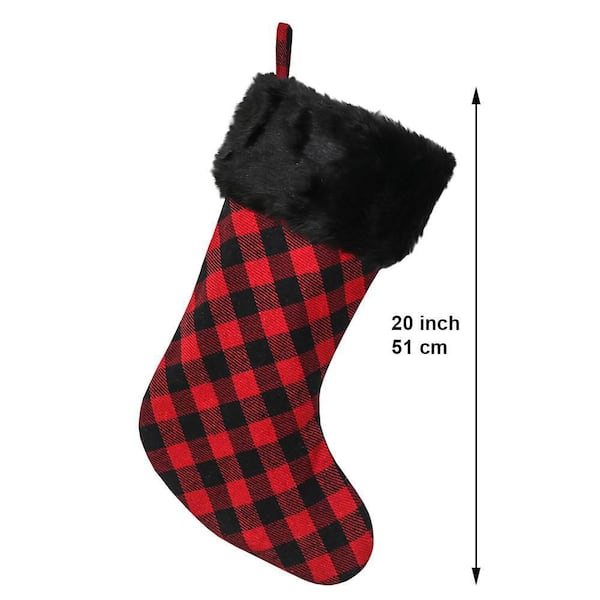 23” Red and Black Buffalo Plaid Stockings