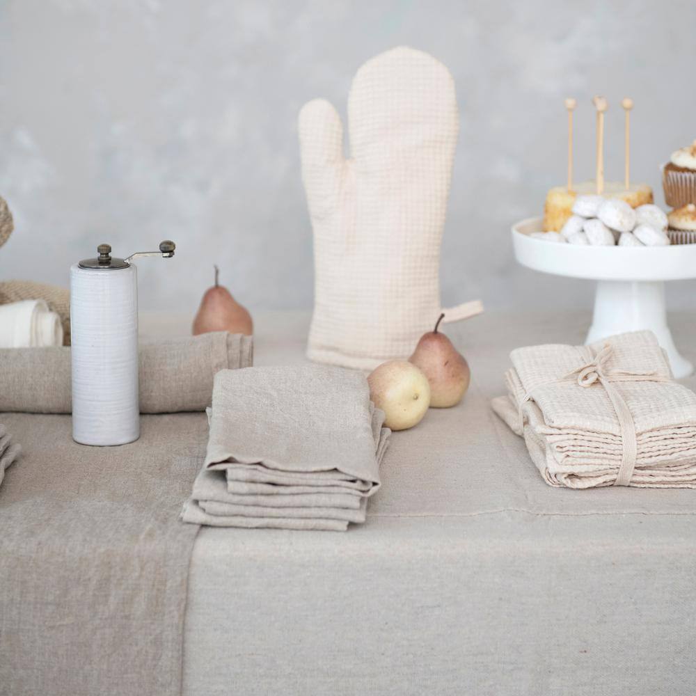 Ivory Stonewashed Linen 18" Square Dinner Napkins, Set of 4
