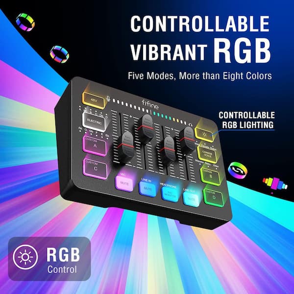 BIBIVIS Black Gaming Audio Mixer for Podcast Recording Vocal BIBIVIS Black Gaming Audio Mixer for Podcast Recording Vocal