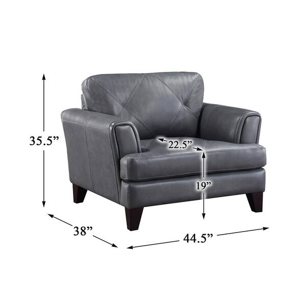 Lazzara Marie Burnish Gray Leather Arm Chair 9279BGY-1 - The Home