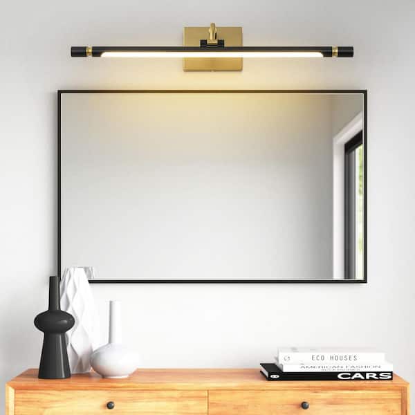 Westfall 25.9 in. Modern Linear Gold and Black Integrated LED Vanity Light Bar/Picture Lights for Wall