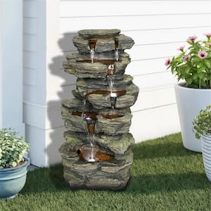 24 in. H Outdoor Tiered Water Fountain with LED
