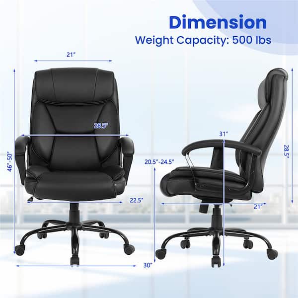 Costway 500 lb. Black Executive PU Leather Adjustable Height Costway 500 lb. Black Executive PU Leather Adjustable Height