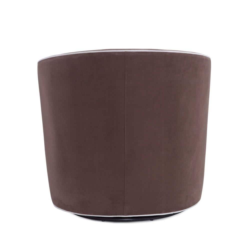 Keely Maple Brown and Cream Velvet Barrel Swivel Chair