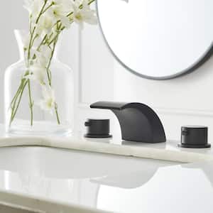 8 in. Widespread 2-Handle Bathroom Faucet With Led Light And Pop Up Drain in Matte Black
