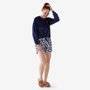 Company Cotton Family Flannel Winter Bears Women's XX-Large Navy Long Sleeve Pajama Short Set