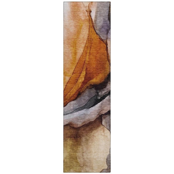 Chantille Machine Washable Indoor/Outdoor Abstract ACN1937 Paprika 2 ft. 3 in. x 7 ft. 6 in. Runner Rug