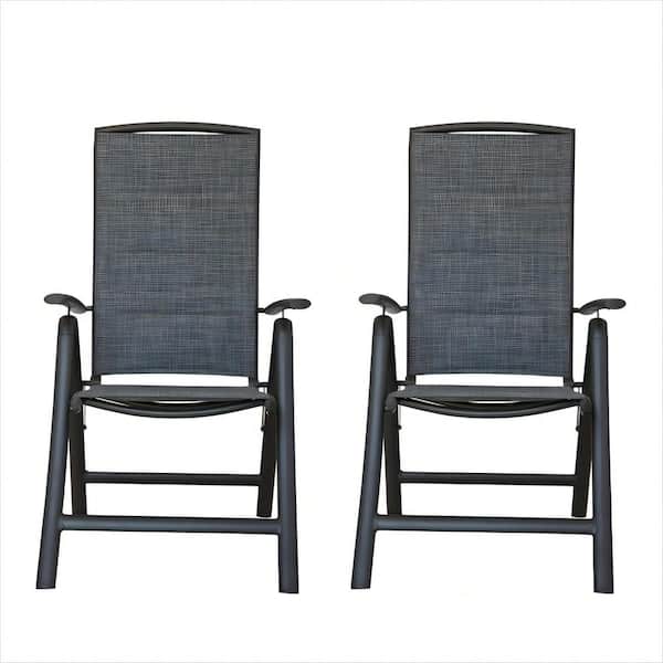 Aluminum Outdoor Dining Chair Outdoor Lounge Chair in Dark Brown (Set of 2)