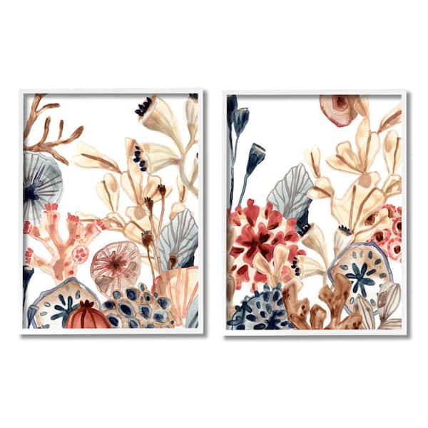 Stupell Industries "Tropical Ocean Floor Plant Abstract Coral" by June Erica Vess 2-Piece Frame Print Nature Texturized Art 24 in. x 30 in.