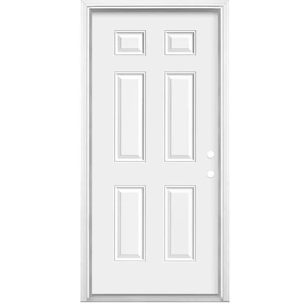 Laf  Masonite 36 in. x 80 in. White Left Hand Inswing 6-Panel Primed